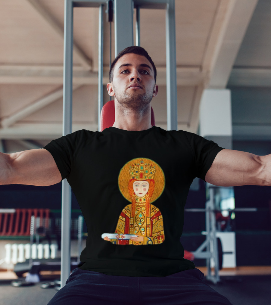 Byzantine Empress Eirene Colorful Regal Icon With Golden Crown And Scroll T-Shirt