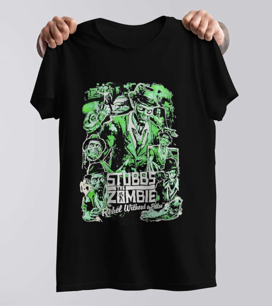 Stubbs The Zombie Rebel Without A Pulse Neon Green Horror Comic T-Shirt