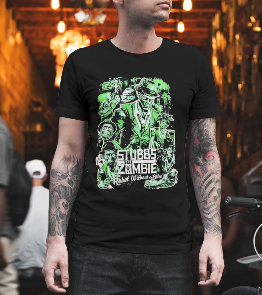 Stubbs The Zombie Rebel Without A Pulse Neon Green Horror Comic T-Shirt