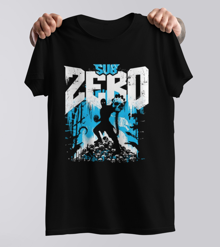 Mortal Kombat Sub Zero Ice Blue Silhouette And Freeze T-Shirt