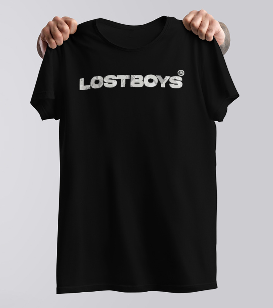 Lost Boys Script Text With Soft Camouflage Texture T-Shirt
