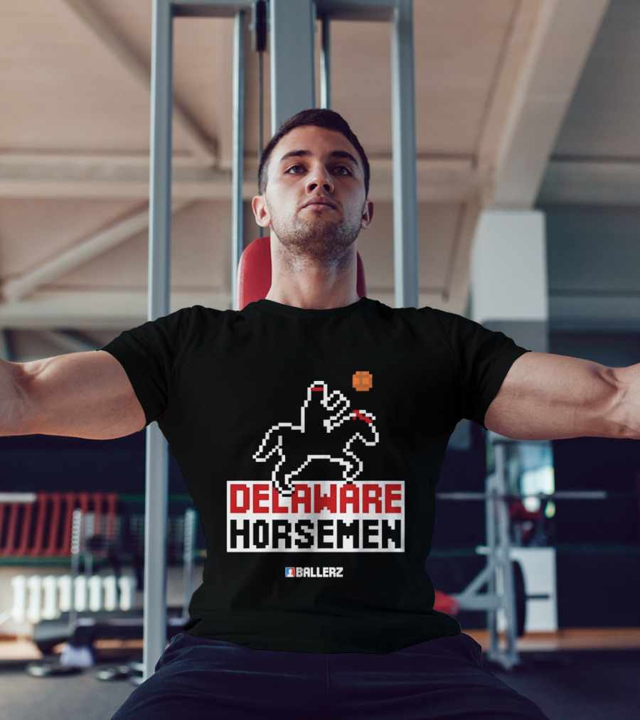 Delaware Horsemen Ballerz Pixel Art Style Basketball T-Shirt