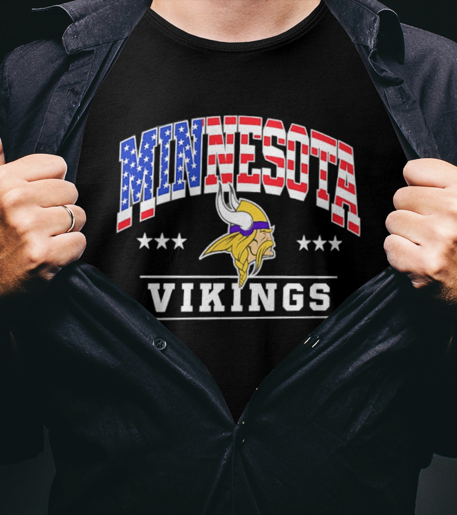Minnesota Vikings 1776 2026 250 Years American Flag Stars T-Shirt