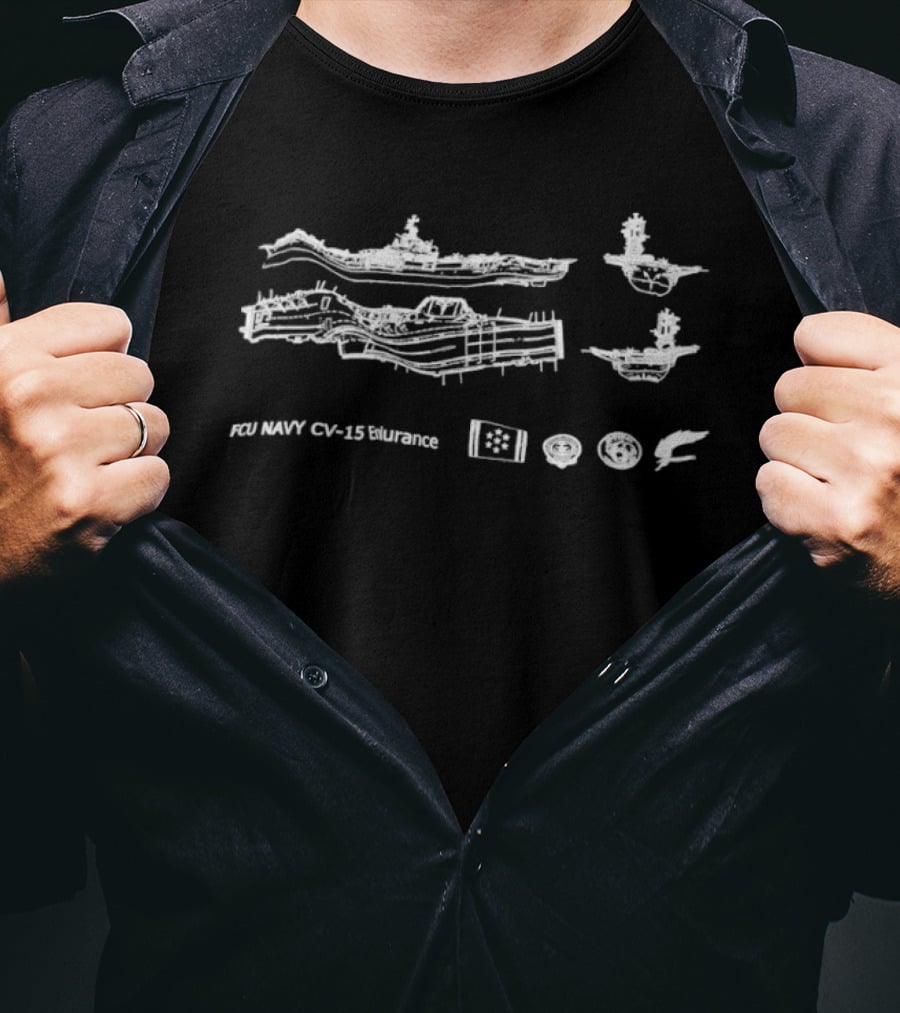 FCU Navy CV 15 Endurance Aircraft Carrier Blueprint Diagrams T-Shirt