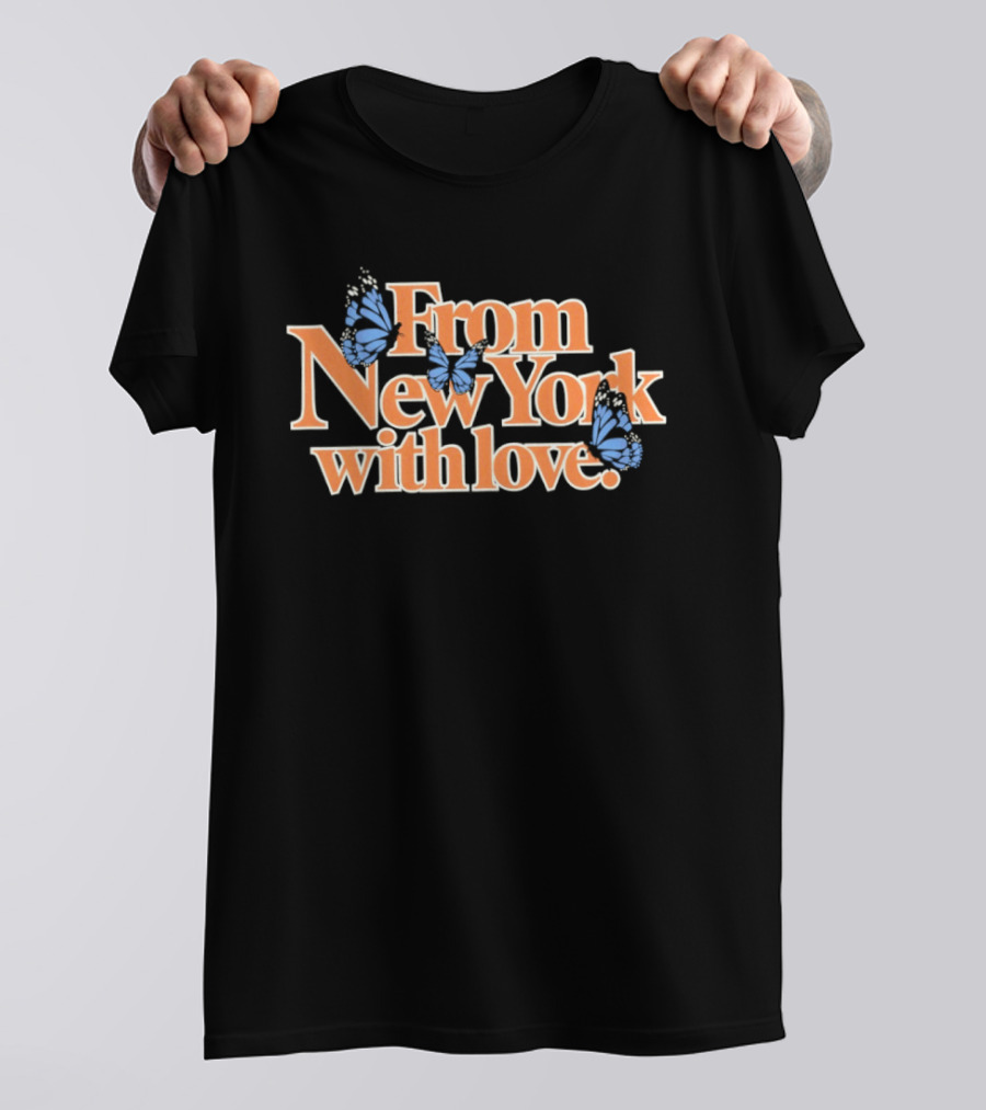 From New York With Love Blue Butterfly T-Shirt