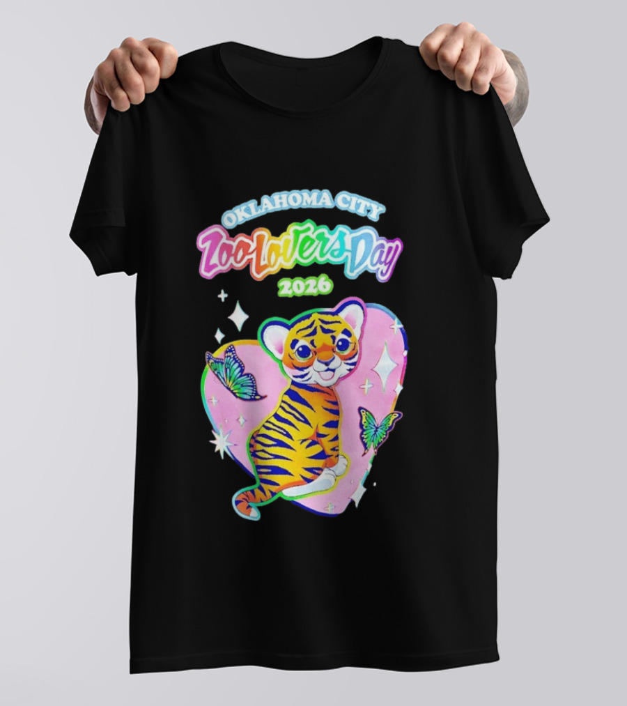 Oklahoma City Zoo Lovers Day 2026 Tiger And Butterflies Hearts T-Shirt