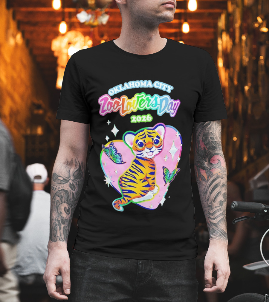 Oklahoma City Zoo Lovers Day 2026 Tiger And Butterflies Hearts T-Shirt