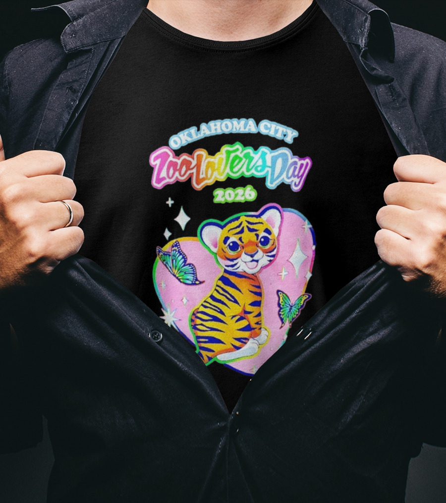 Oklahoma City Zoo Lovers Day 2026 Tiger And Butterflies Hearts T-Shirt