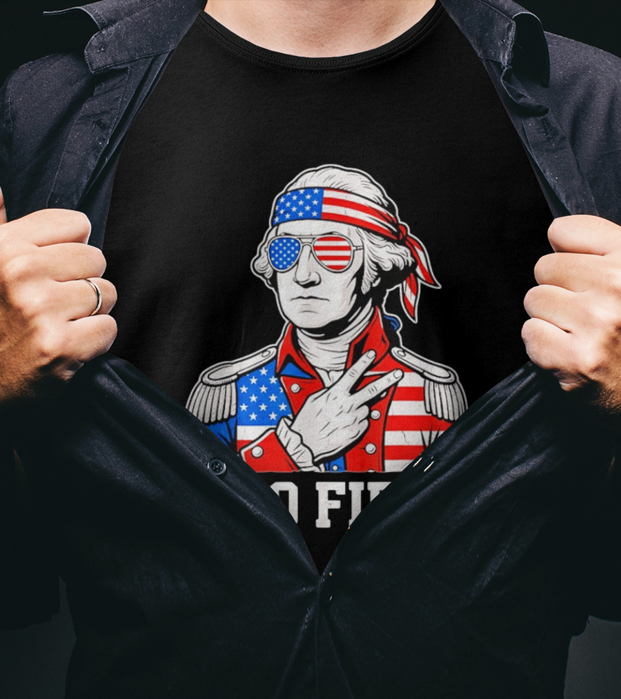 Two Fiddy George Washington American Flag 250th Anniversary T-Shirt