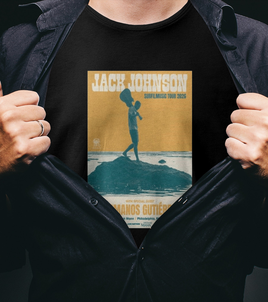 Jack Johnson Surfmusic Tour 2026 Philadelphia TD Pavilion With Special Guest Hermanos Gutiérrez June 27 T-Shirt