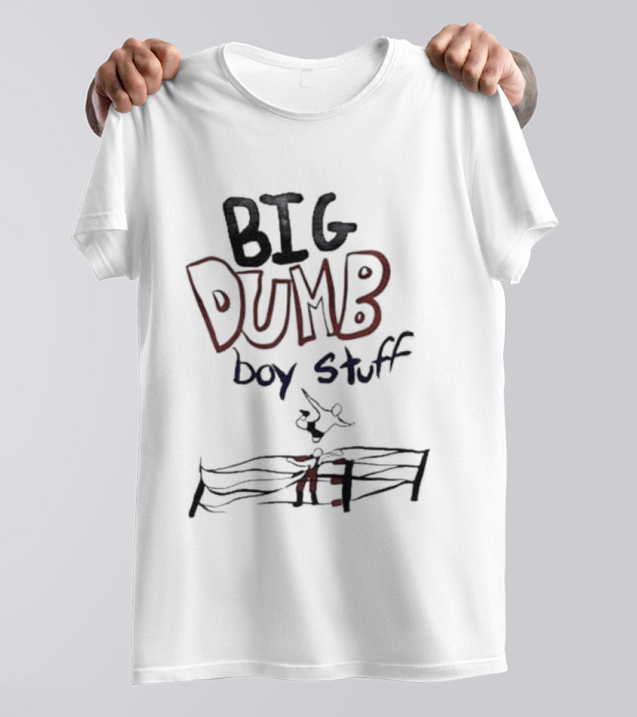 Big Dumb Boy Stuff Kid Drawing Style With Fence Sketch T-Shirt