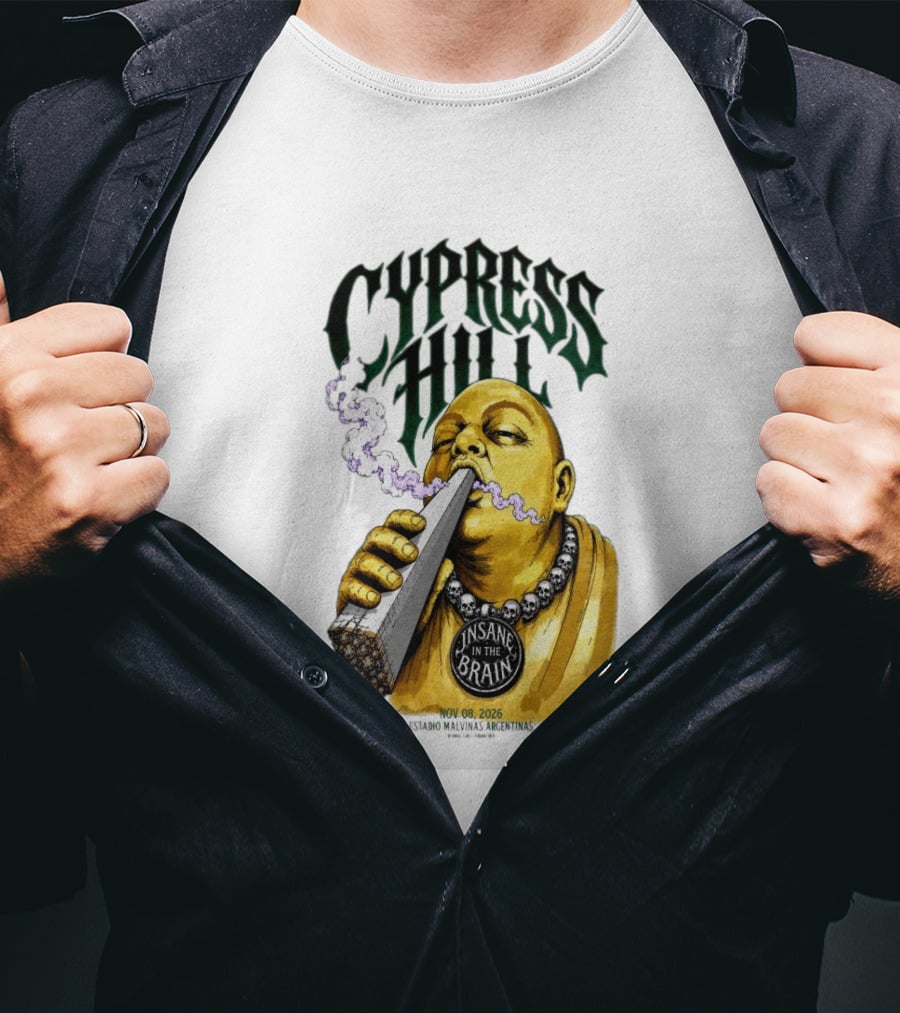 Cypress Hill Insane In The Brain Concert Buenos Aires Stadium Malvinas Argentinas Nov 08 2026 T-Shirt