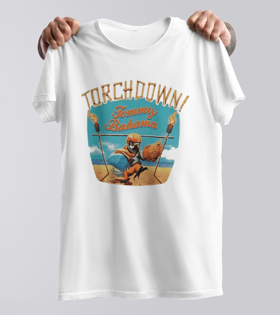 TORCHDOWN Tommy Bahama Parrot Beach Football T-Shirt