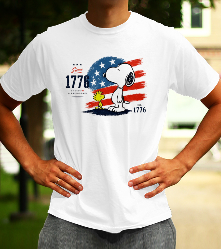 Snoopy Woodstock American Flag Freedom Friendship Since 1776 T-Shirt
