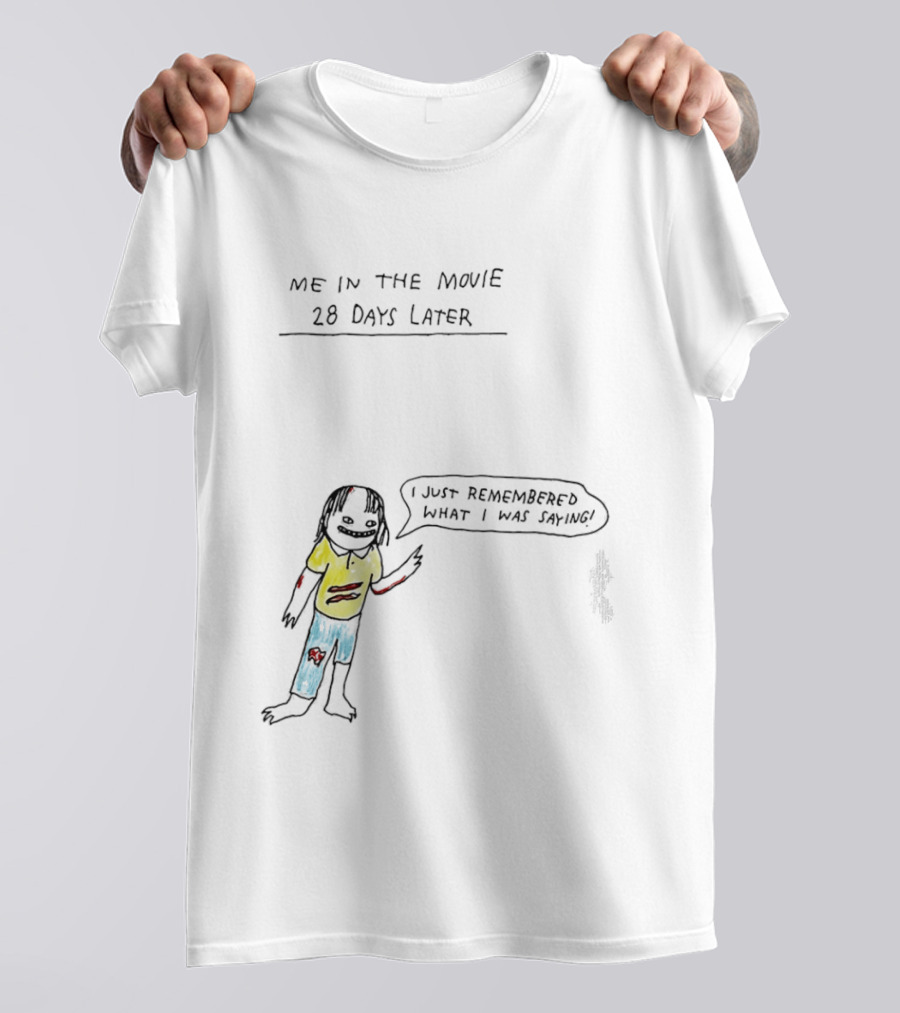 Me In The Movie 28 Days Later I Just Remembered What I Was Saying Zombie Humor T-Shirt