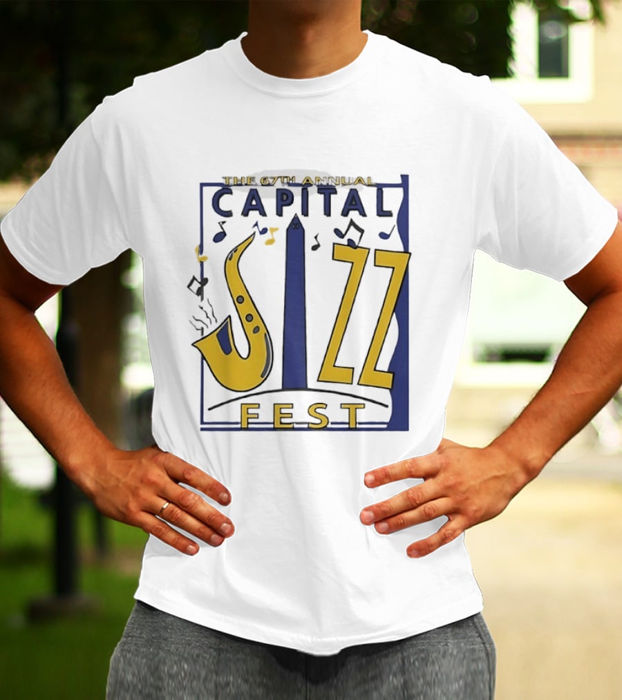 67th Annual Capital Jazz Fest Washington DC Saxophone Music Notes Monuments T-Shirt
