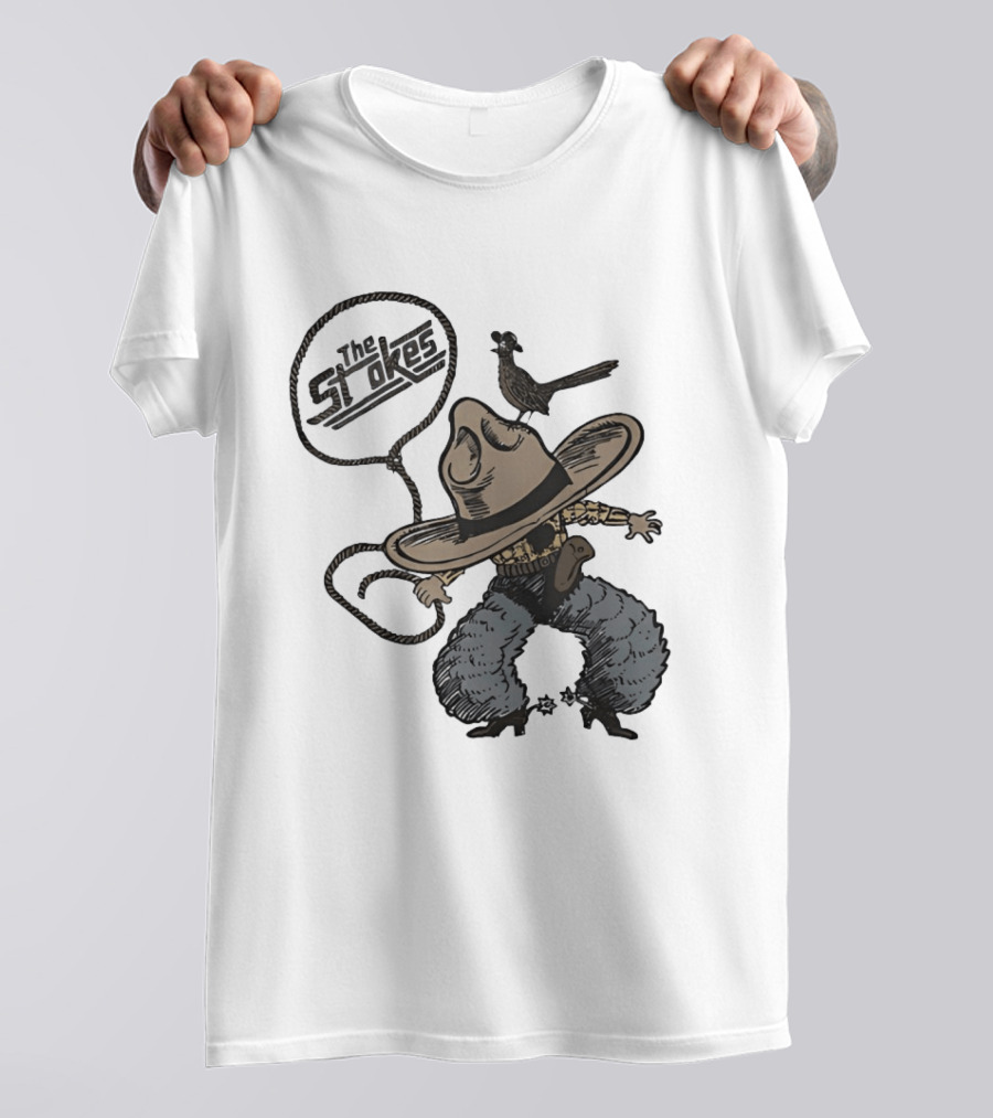 The Strokes Cowboy Hat Bird Lasso Denim Holster Brown Boots T-Shirt