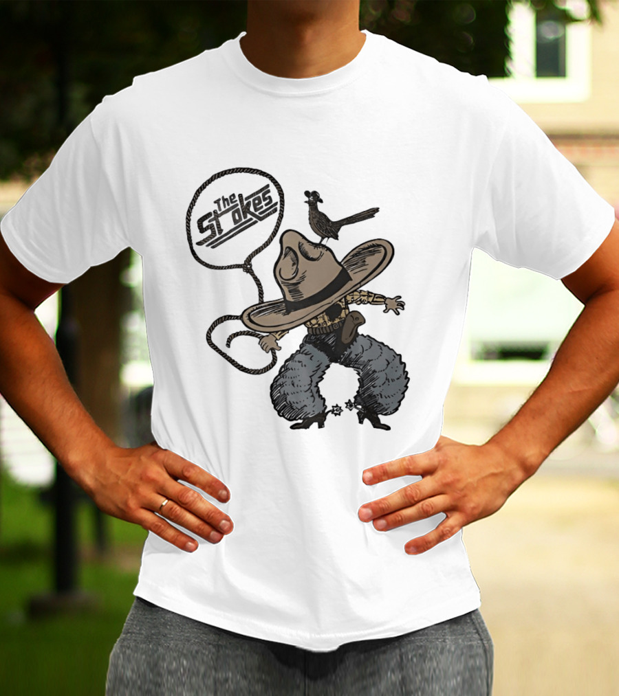 The Strokes Cowboy Hat Bird Lasso Denim Holster Brown Boots T-Shirt