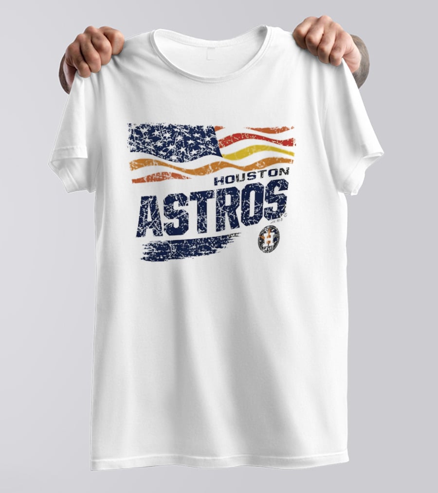 Houston Astros 4th Of July Waving American Flag Anniversary Celebration T-Shirt