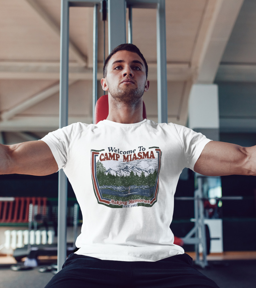 Welcome To Camp Miasma Making Memories Est 1983 Vintage Nature Scene T-Shirt