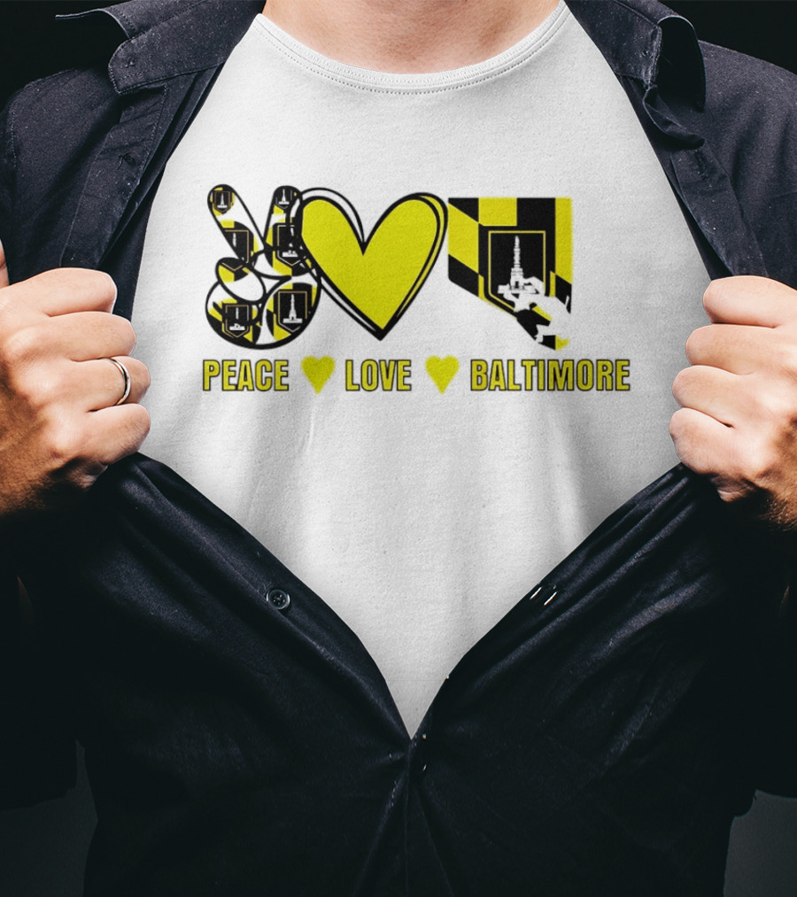 Peace Love Baltimore Maryland Flag Charm City T-Shirt