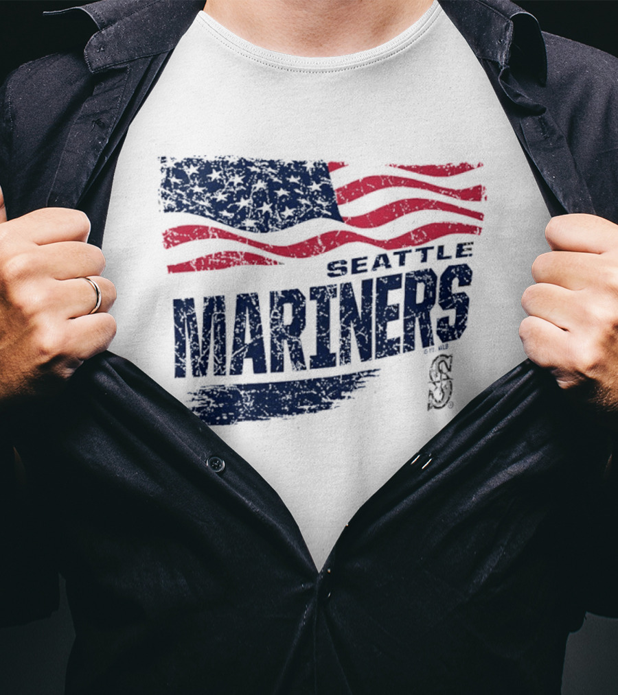 Seattle Mariners Fourth Of July American Flag Celebration T-Shirt