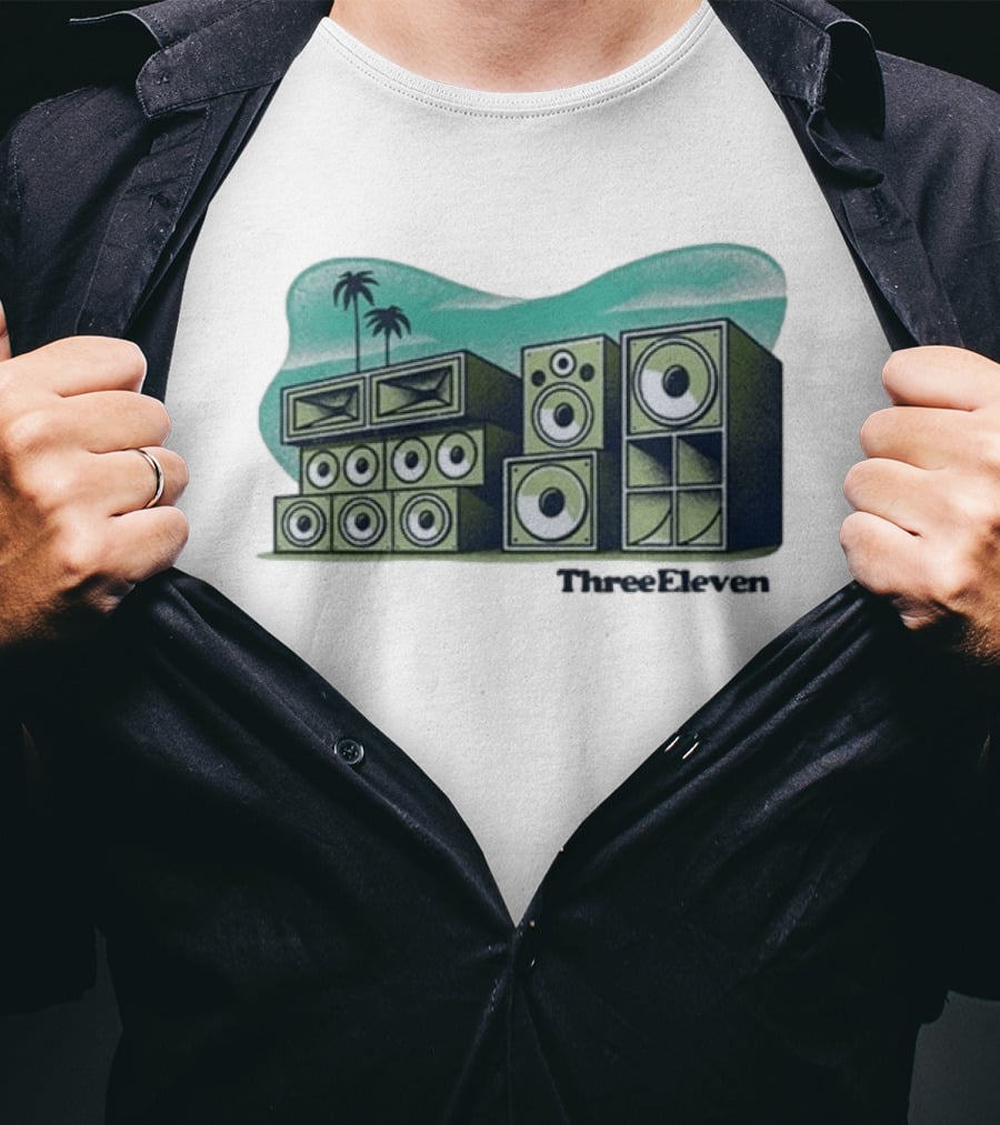 Three Eleven Soundsystem Beach Palm Trees Speaker Stacks T-Shirt