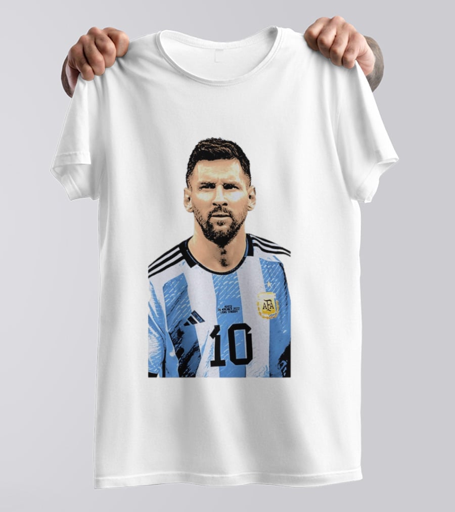 Lionel Messi Argentina 10 AFA Blue White Stripes Football Star T-Shirt