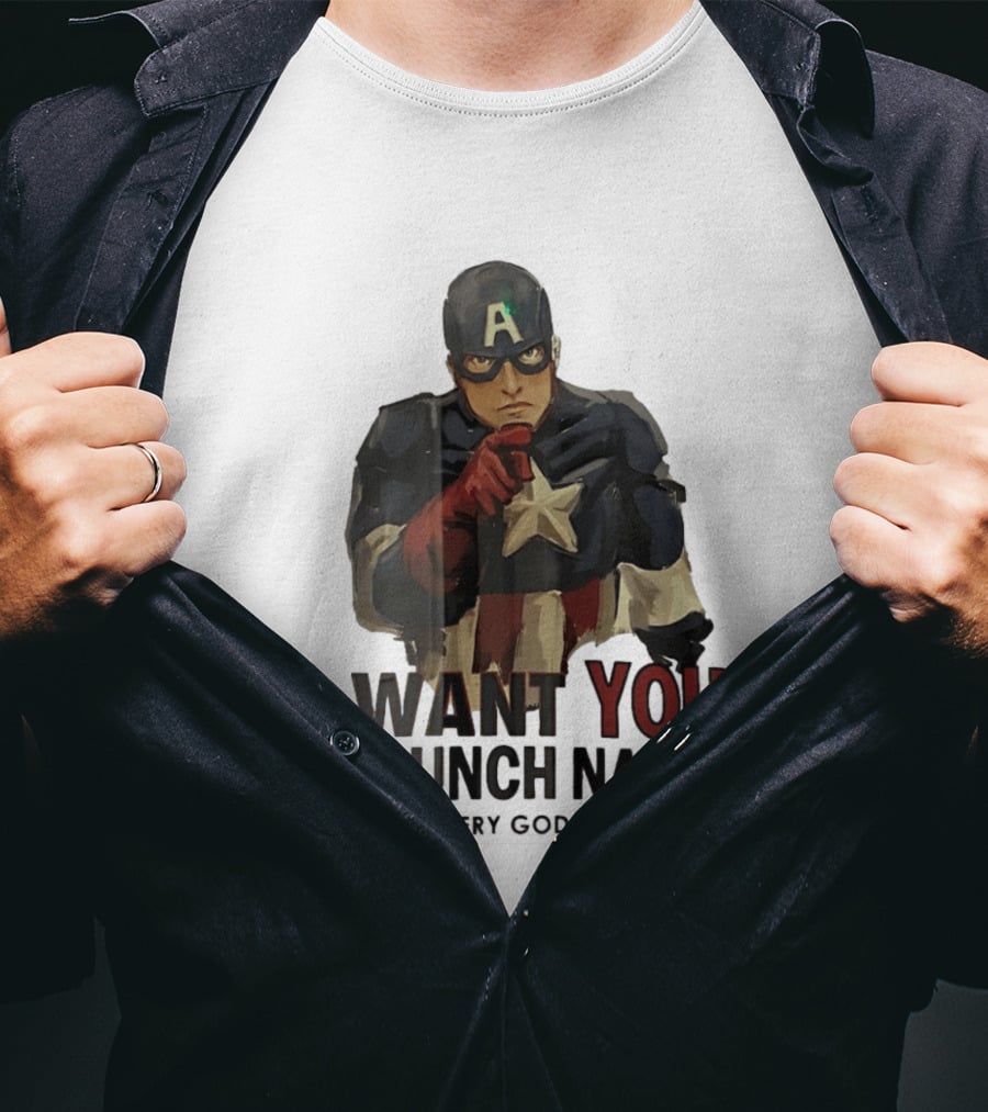 Captain America I Want You To Punch Nazis Punch Every Goddamn One T-Shirt