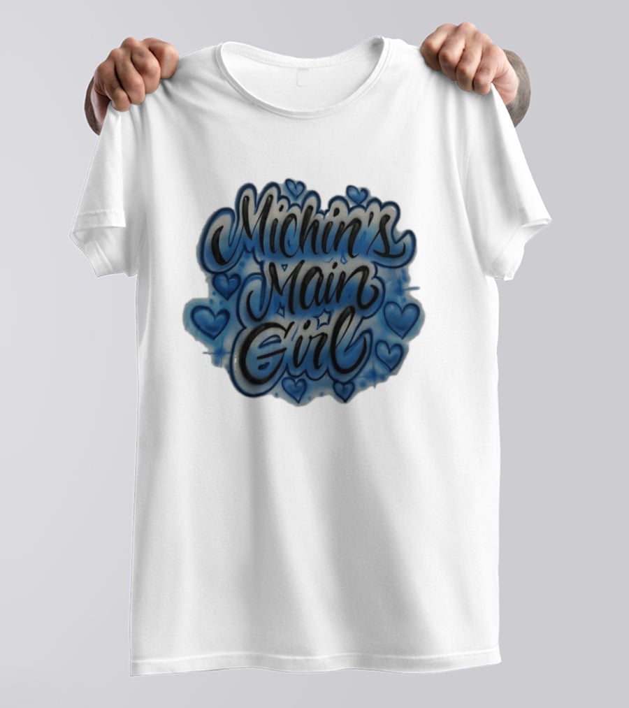 Michin's Main Girl Blue Hearts Airbrush T-Shirt