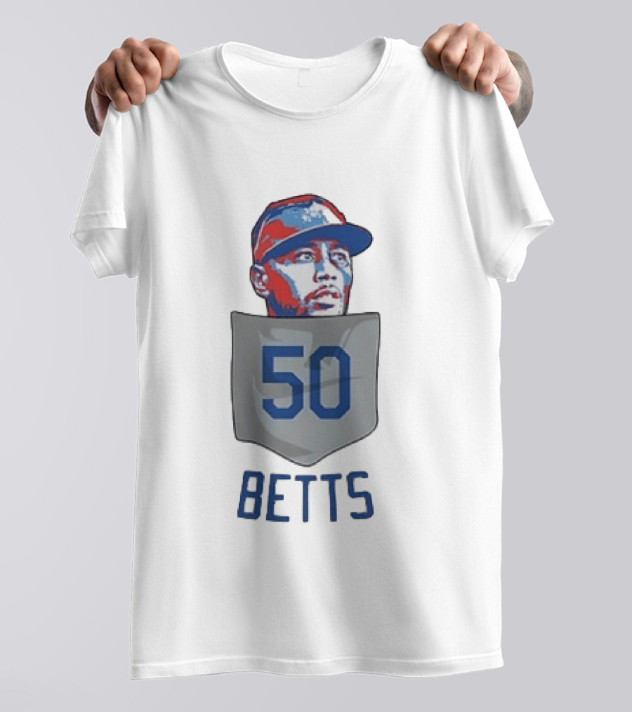 Mookie Betts 50 Los Angeles Dodgers Baseball MLB Pocket T-Shirt