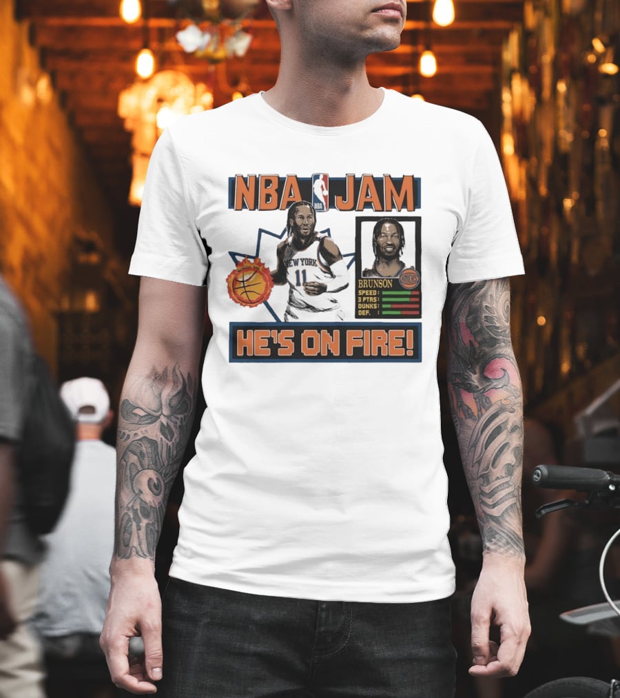 NBA Jam Jalen Brunson New York Knicks He's On Fire T-Shirt
