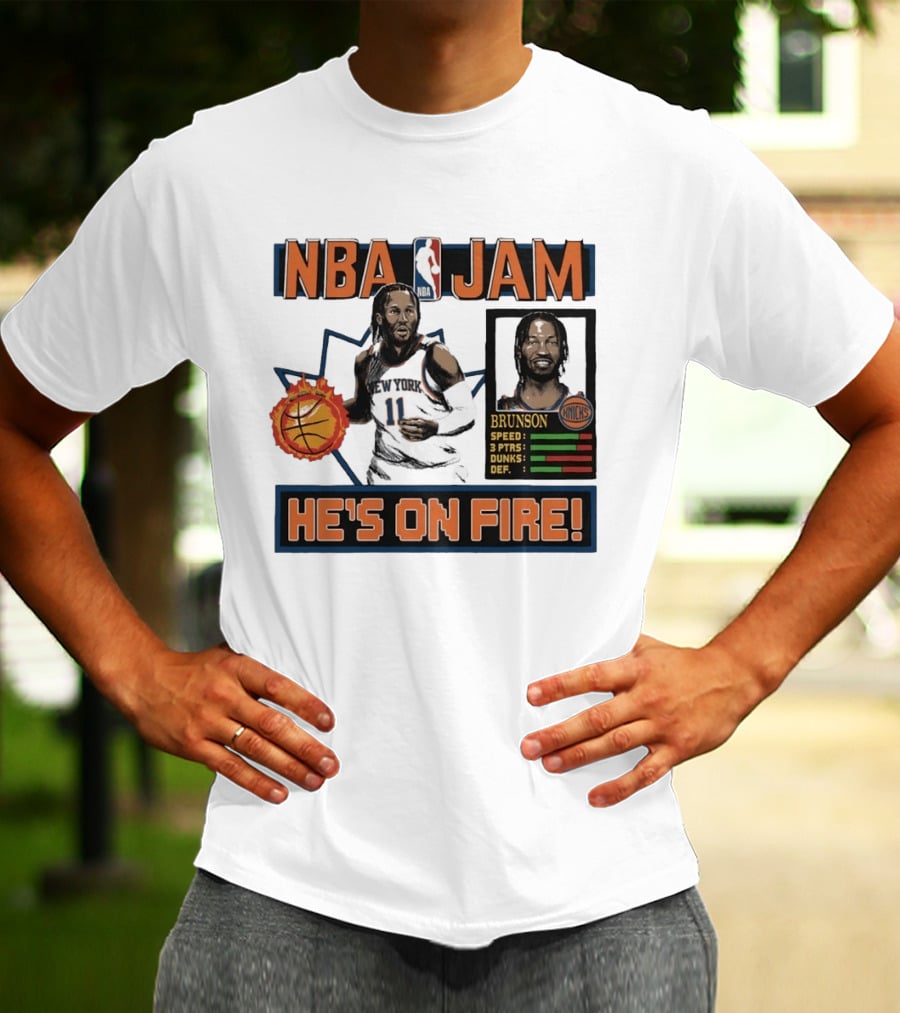 NBA Jam Jalen Brunson New York Knicks He's On Fire T-Shirt