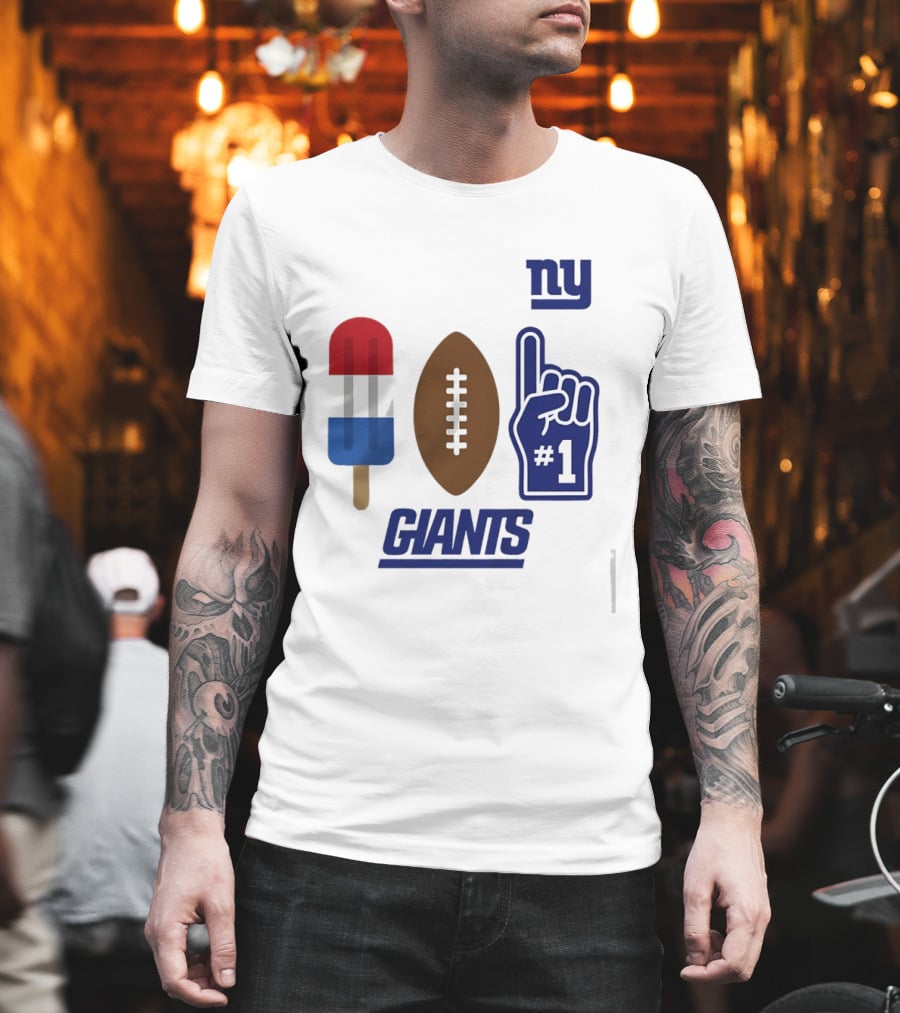 New York Giants Popsicle Football Foam Finger #1 Americana Pop 2026 Season T-Shirt