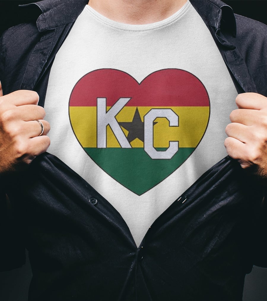 Ghana Flag Colors KC Heart T-Shirt
