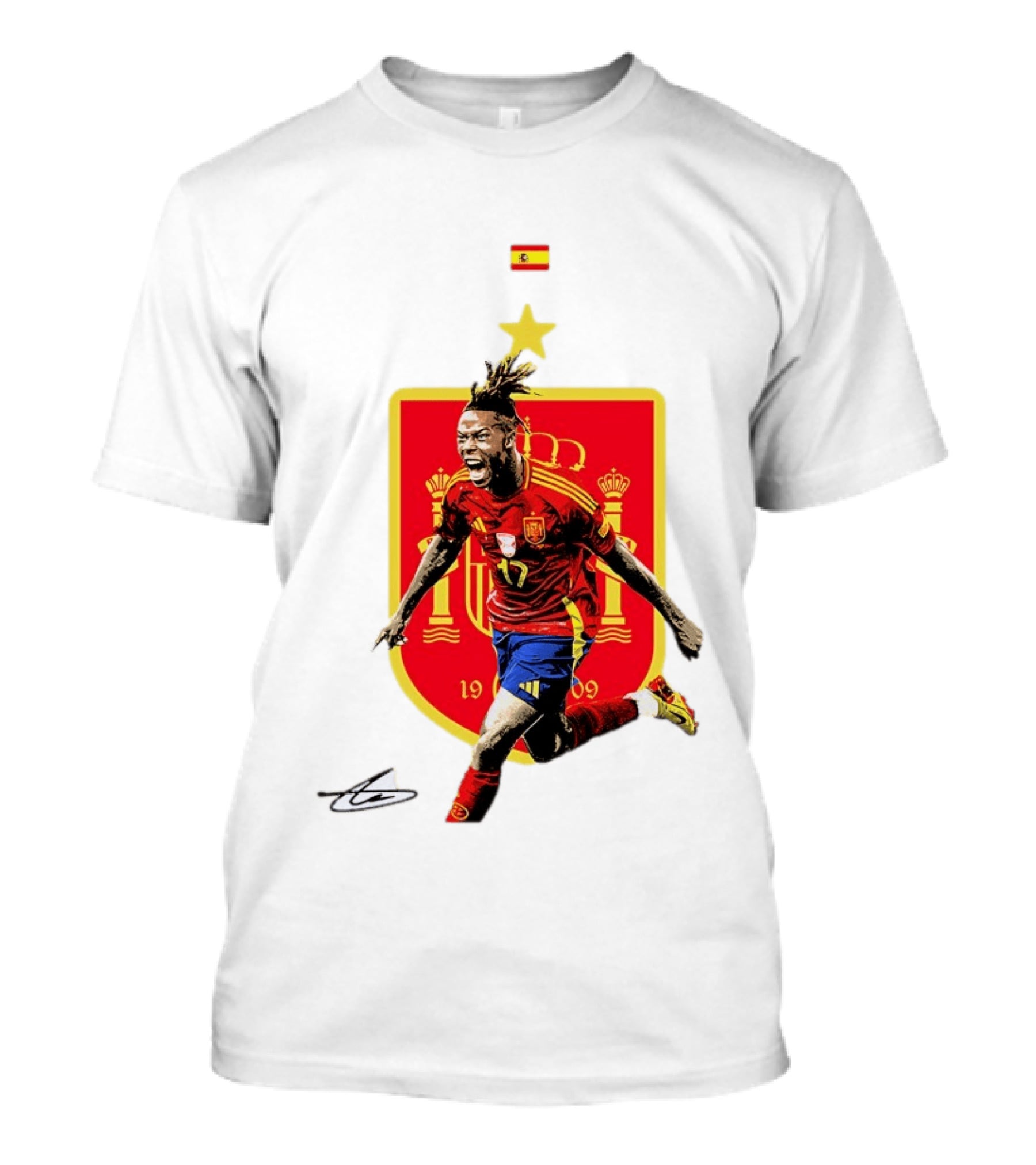 Nico Williams España Número 19 Escudo De La Selección Española Flag T-Shirt