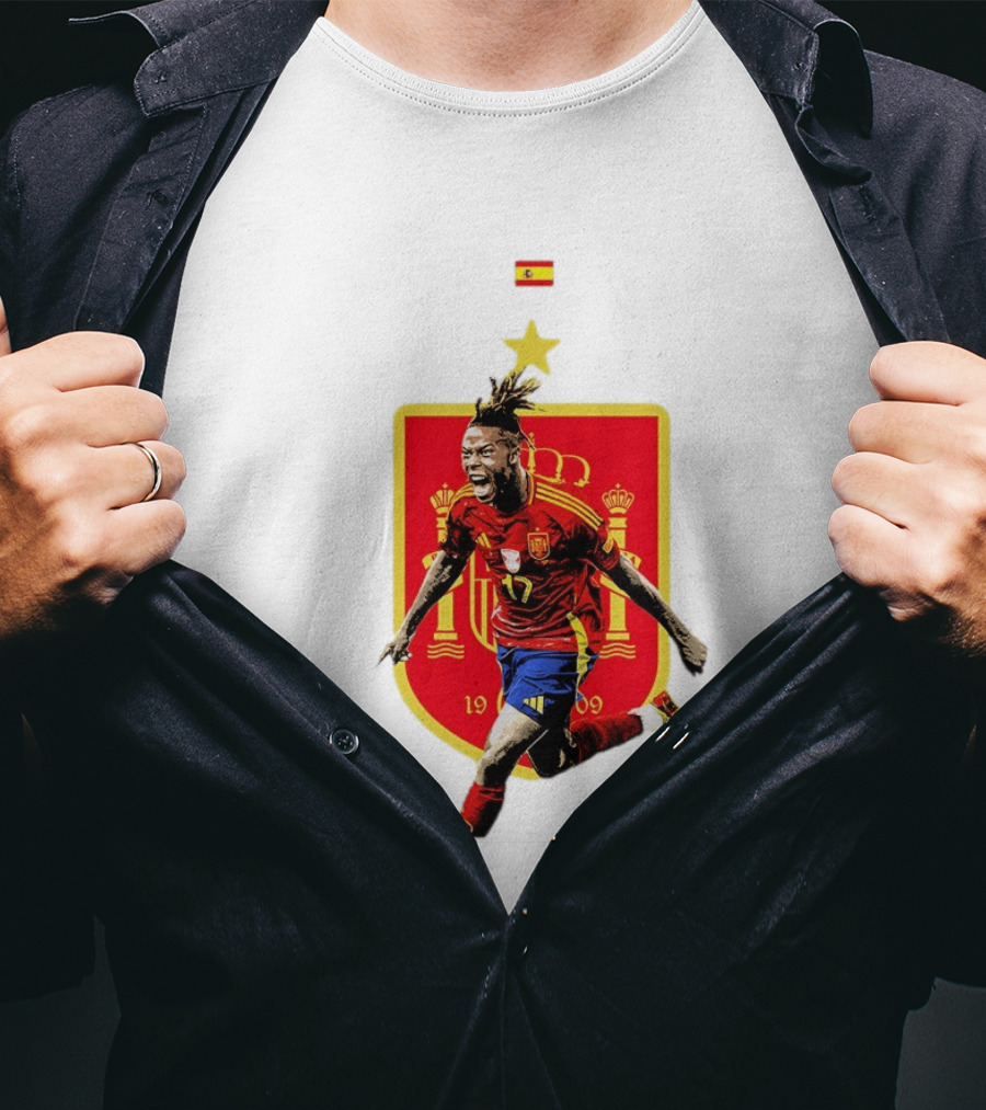 Nico Williams España Número 19 Escudo De La Selección Española Flag T-Shirt