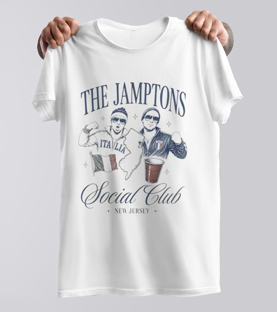 The Jamptons Social Club New Jersey Italian American Flag And Red Cup T-Shirt