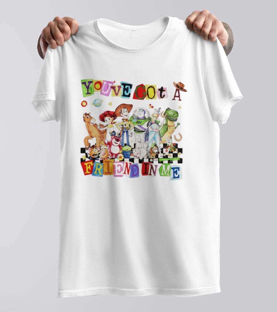Toy Story You've Got A Friend In Me Characters Buzz Woody Rex Jessie Hamm Aliens Slinky T-Shirt
