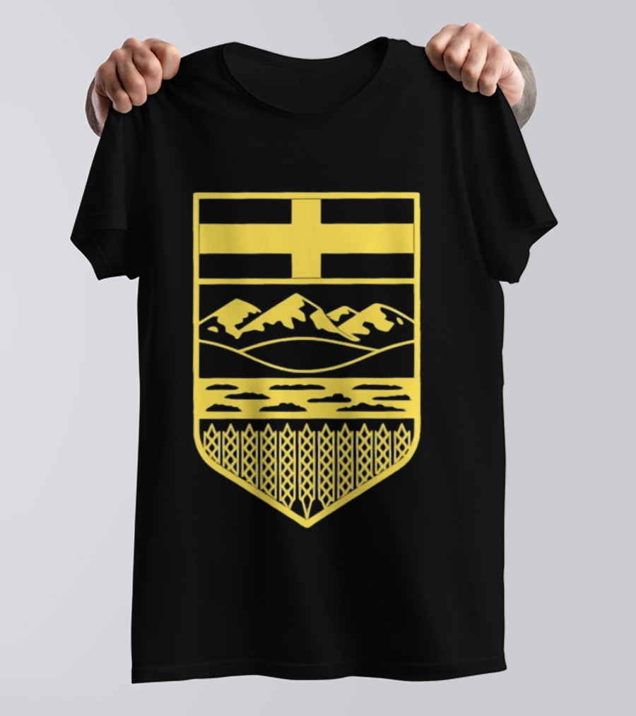 Alberta Stands Free Canada Provincial Emblem Mountains Crest T-Shirt