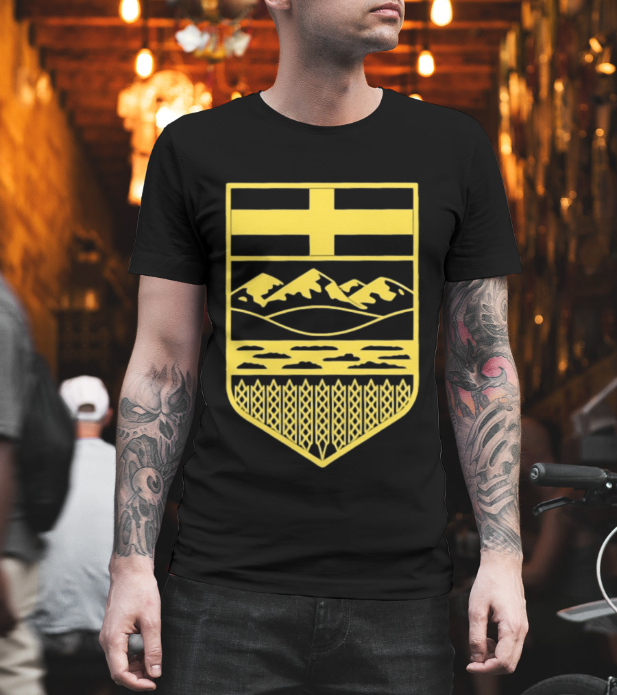 Alberta Stands Free Canada Provincial Emblem Mountains Crest T-Shirt