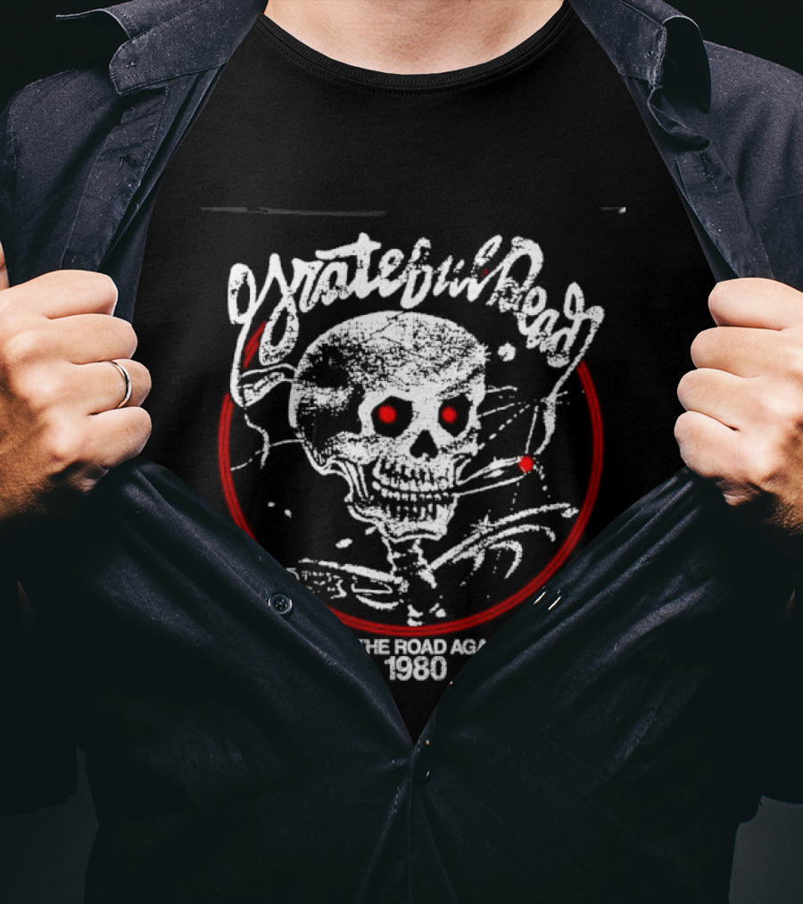 Grateful Dead 1980 Skull On The Road Again T-Shirt