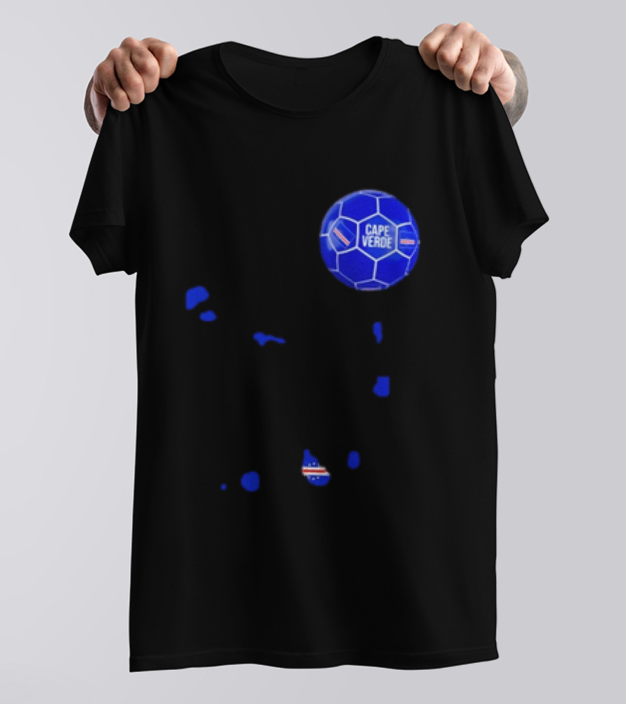 Cape Verde Soccer Pride Blue Football Map T-Shirt