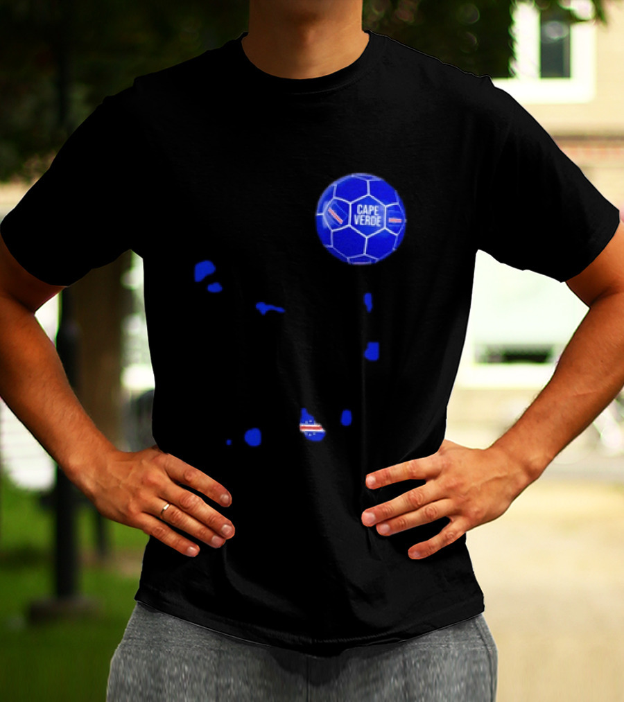 Cape Verde Soccer Pride Blue Football Map T-Shirt