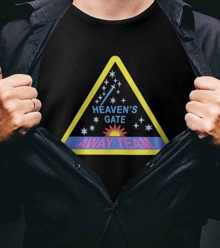 Heaven's Gate Away Team Space Sci Fi Cult Triangle Badge With Stars And Comet T-Shirt