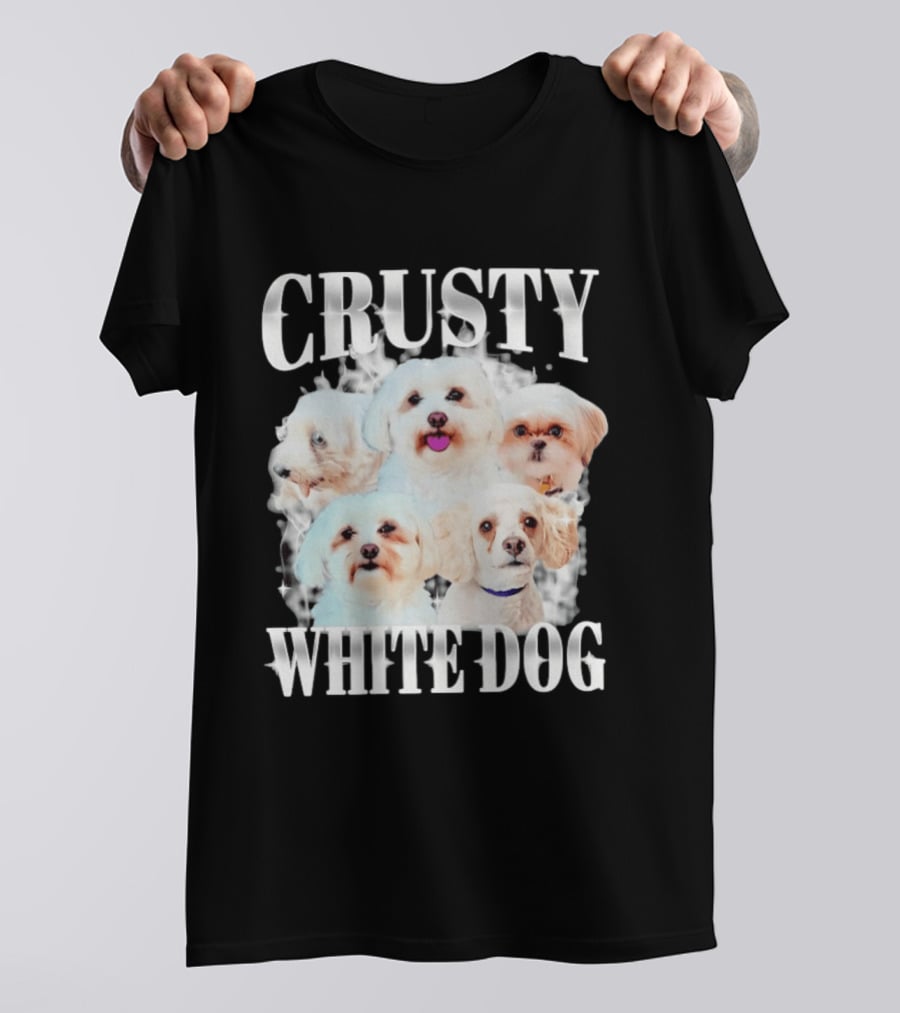 Crusty White Dog Collage 90s Bootleg Vintage Style Nostalgia T-Shirt