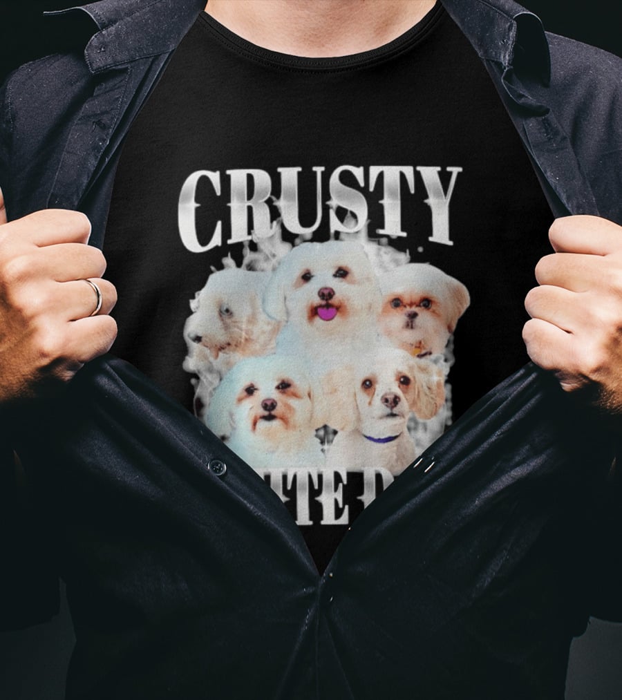 Crusty White Dog Collage 90s Bootleg Vintage Style Nostalgia T-Shirt