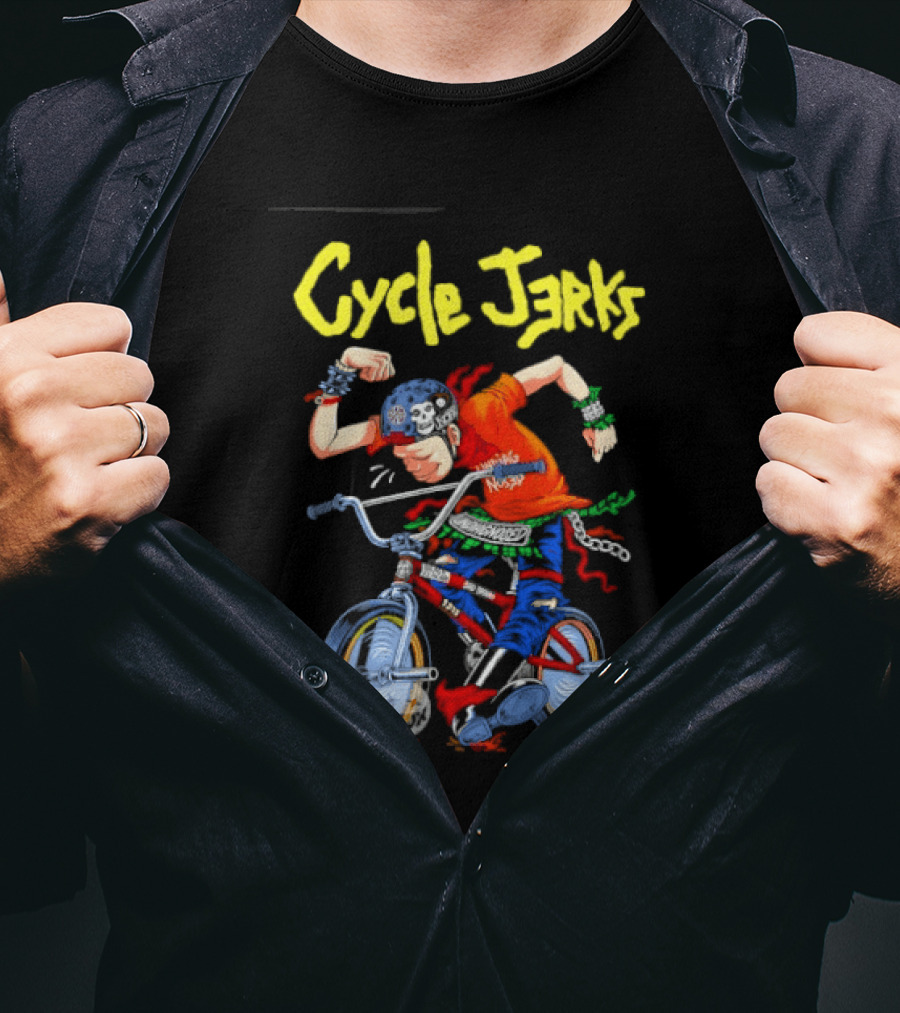 Cycle Jerks Undiagnosed Black Flag Bad Brains Bad Religion NOFX Biking Adventure T-Shirt