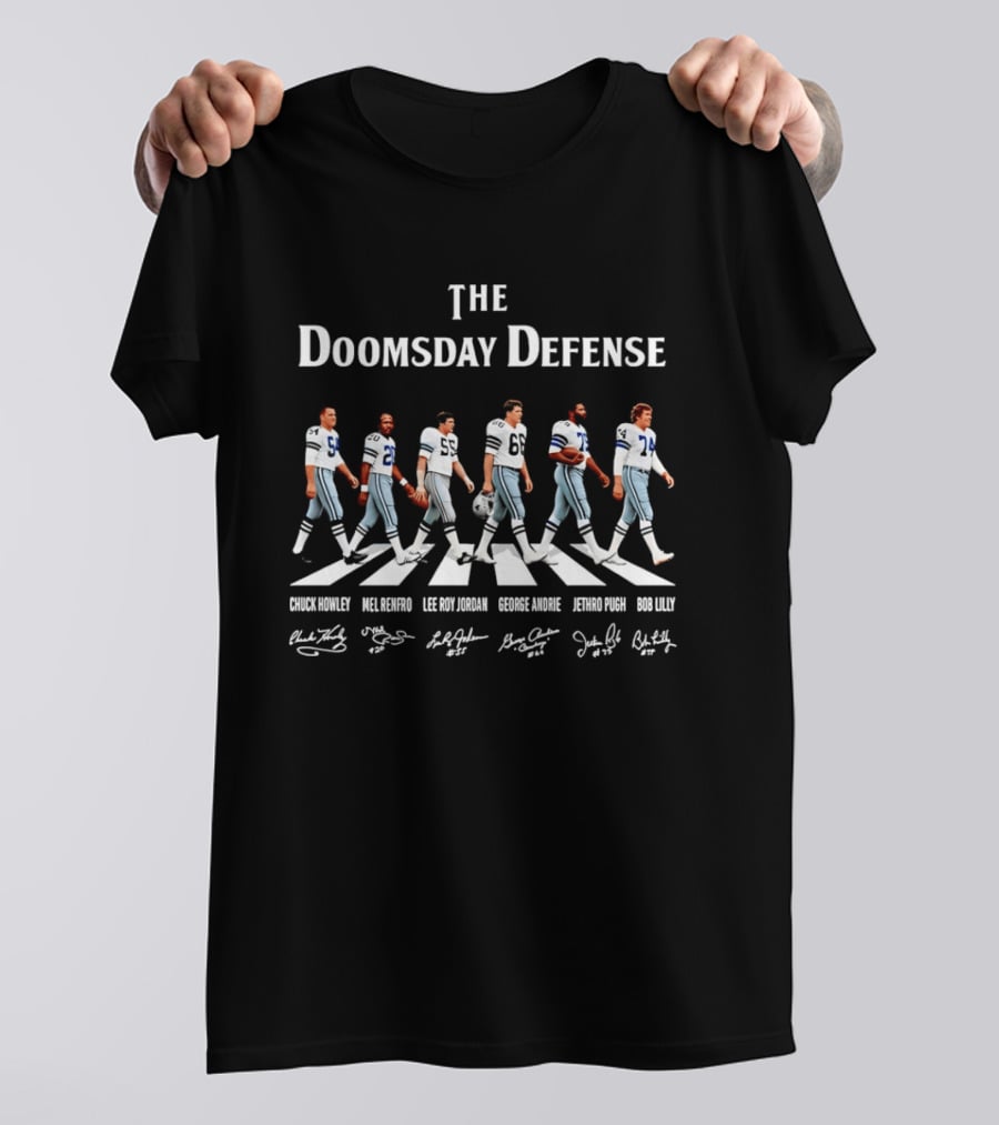 Dallas Cowboys The Doomsday Defense Abbey Road Signatures Randy White Mel Renfro Lee Roy Jordan George Andrie John Dutton Bob Lilly T-Shirt