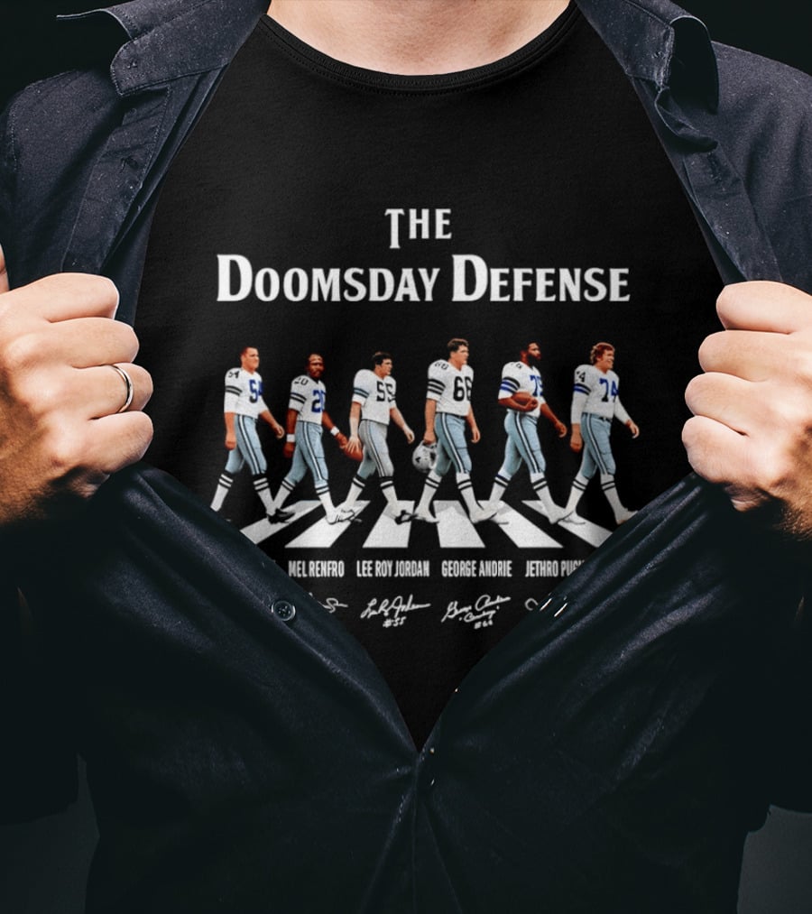 Dallas Cowboys The Doomsday Defense Abbey Road Signatures Randy White Mel Renfro Lee Roy Jordan George Andrie John Dutton Bob Lilly T-Shirt